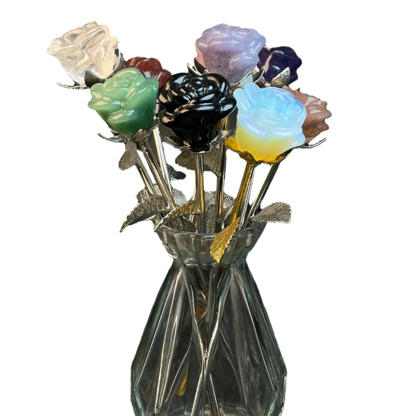 Mixed Material Valentine Crystal Rose Vase Decoration