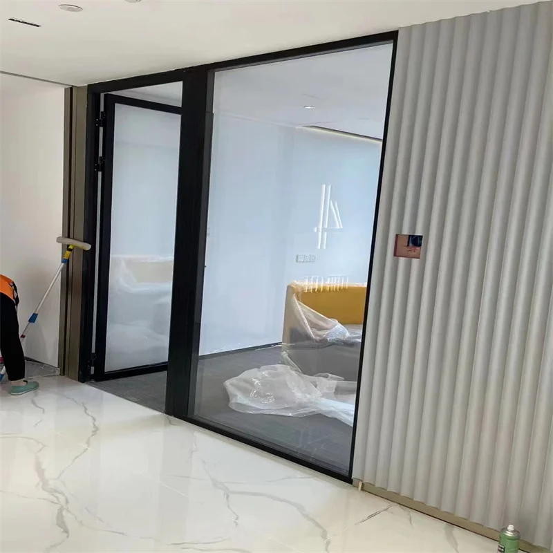 product single glass partition with 60mm aluminum integrated frame  20mm slim profile   for villas  offices-1