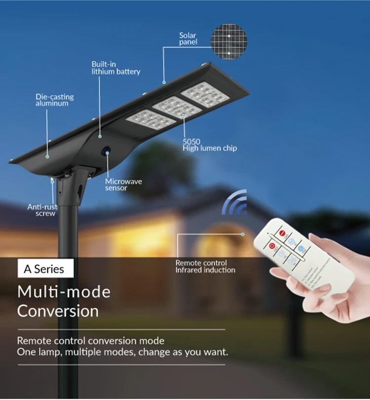Outdoor IP66 Waterproof 40W 60W 80W Solar LED Street Light Integrated Microwave Sensor