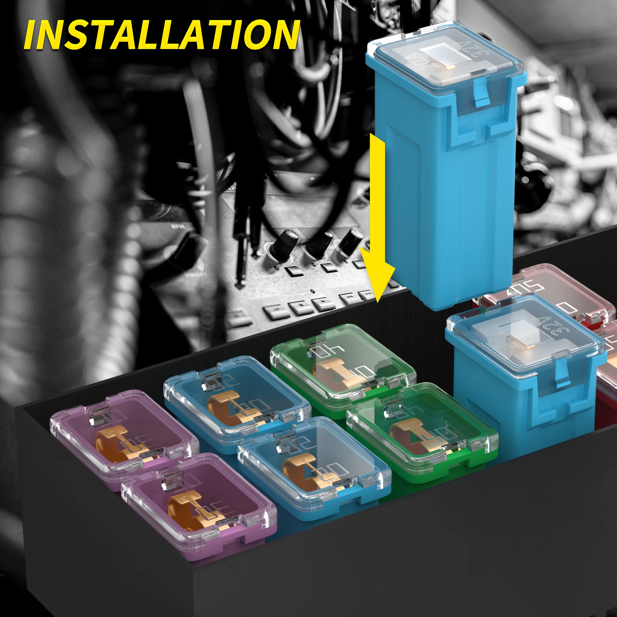 Jcase Fuse Link 20A 30A 40A 50A 60A 80A Car Fuses Square Colorful Mini Fuse Box