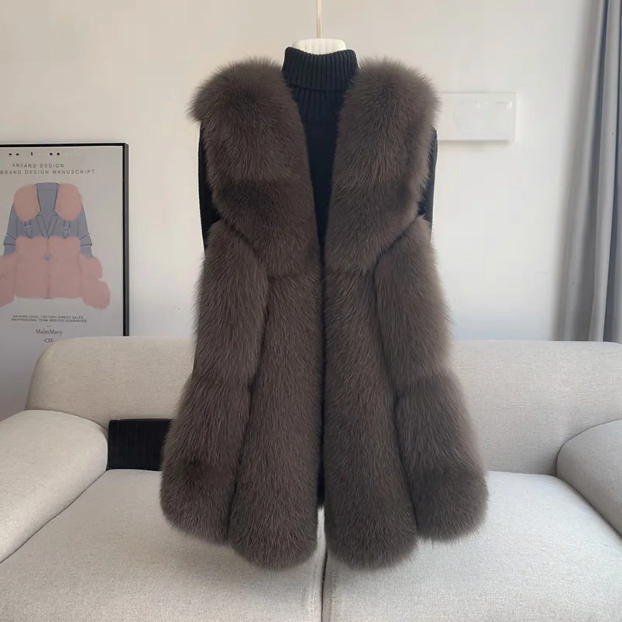 Hot Sale Super Quality Latest Design of Waistcoat Fur Gilet Multi Color Fluffy Furry Custom Cheap fox Fur Vest