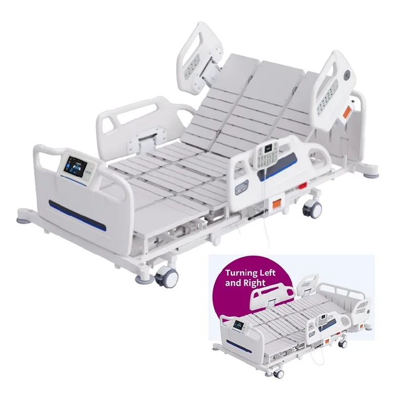 Medical nursing bed turning left and right hospital bed with wheels