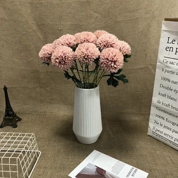Factory Direct Sale Wedding Decoration Artificial Flower Silk Chrysanthemum Pink Blue Color