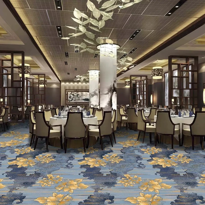 Machine Printed 100% Nylon Wall to Wall Carpet High End Hotel Hall Customized Modern Design Large Size Carpet for Restaurant
