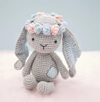 handmade amigurumi crochet Matilda the bunny rabbit amigurumi toy crochet stuffed floppy ears bunny