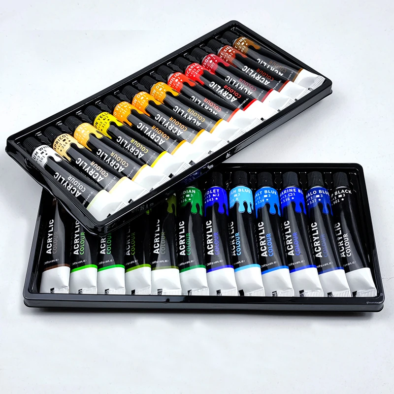 24色のアクリル絵の具セット0.4flozチューブリッチピグメント