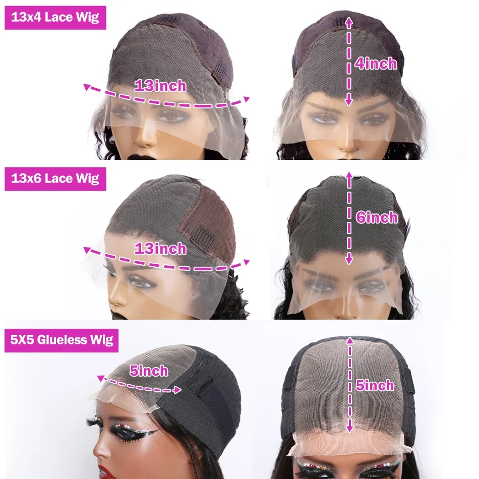 Deep Wave Human Hair Lace Front Wig Hd Transparent Lace Frontal_voghion.com