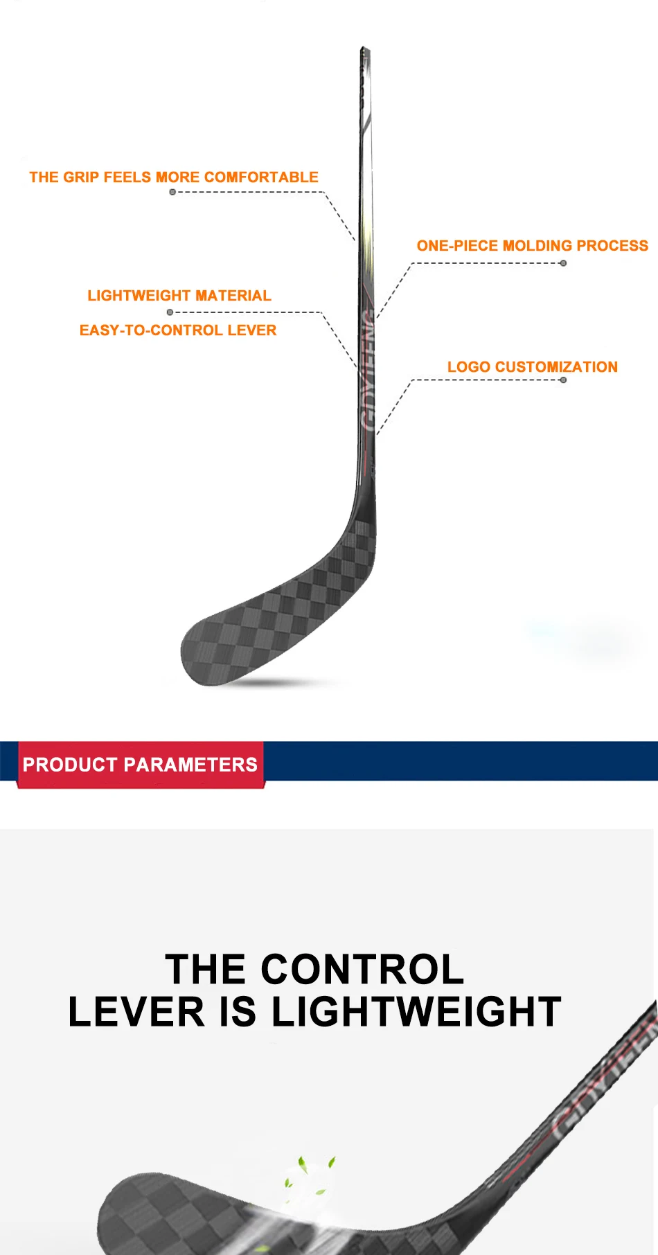 BE/CcN 2026 High Modulus UD Carbon Fiber Ice Hockey Stick Pro Stock One-Piece Composite Senior Professional 65 Flex 380g