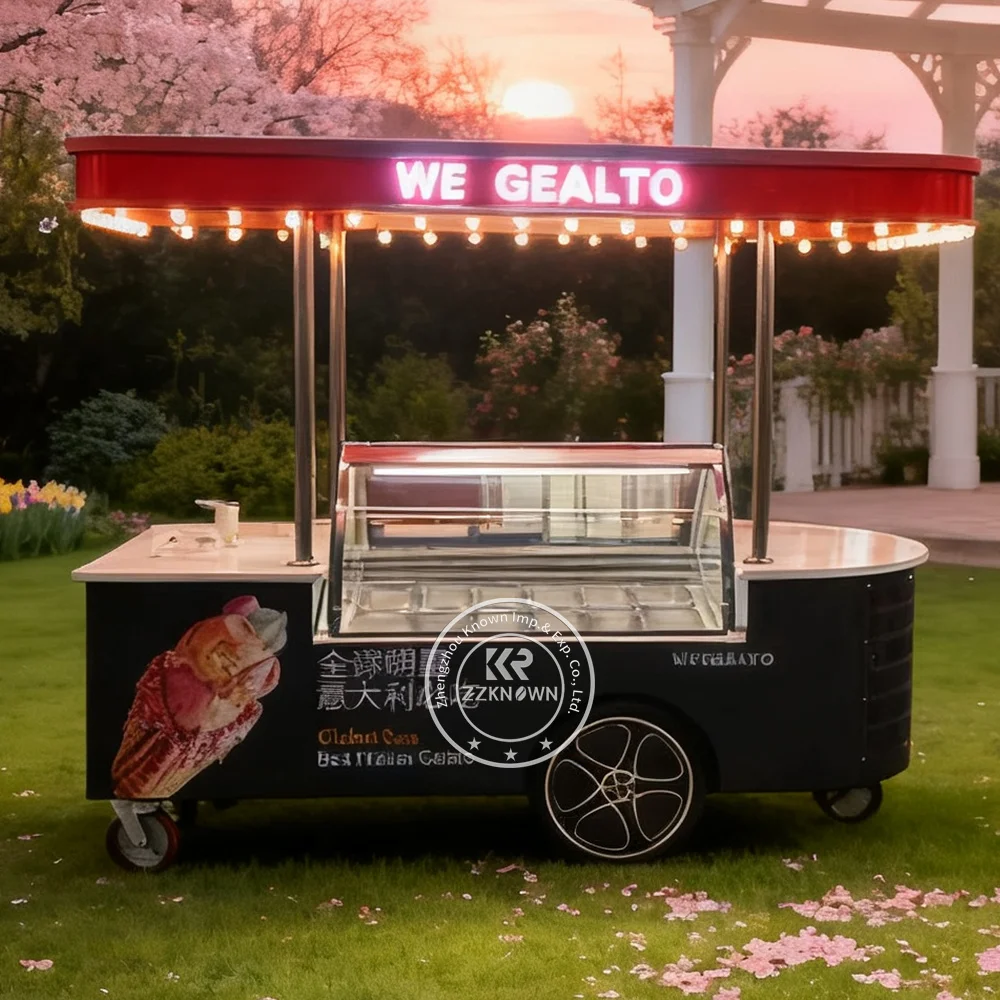 ZZKNOWN商用アイスクリームディスプレイクーラーカートファン冷却