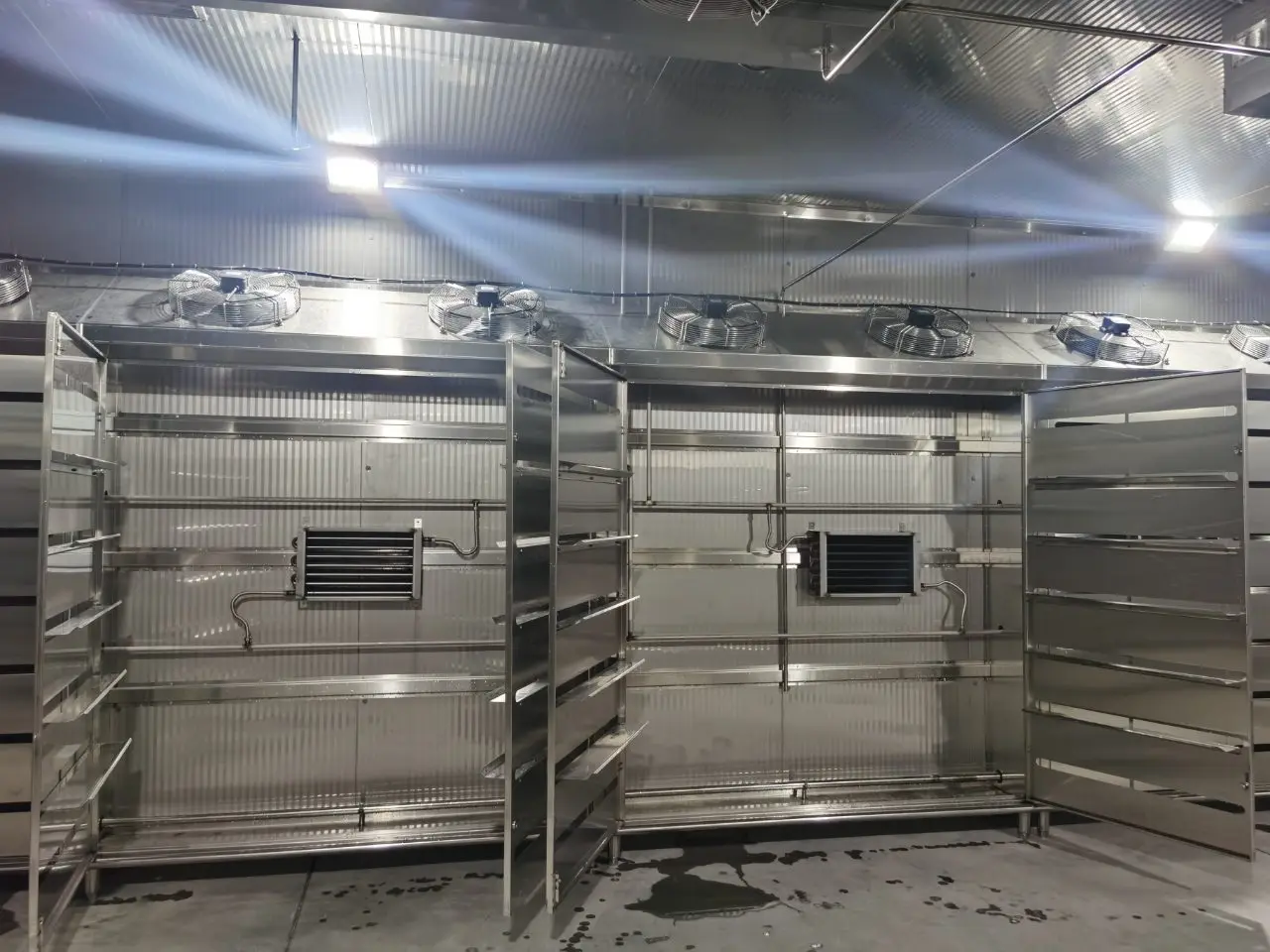 Automatic low-temperature meat thawing machine with circulating air system for meat processing plants