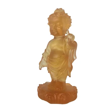 Customized Small Crown Prince Buddha Different Color Crystal Glass Buddha Statue for Home Decoration