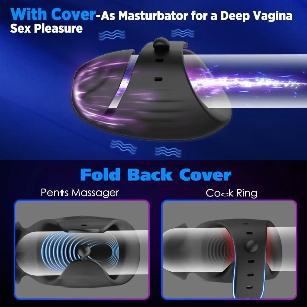 App-Controlled Adult Sex Toy Adjustable Cock Ring & Hands-Free Male Masturbator Penis Vibrator Trainer Stimulator