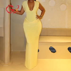 GX3386 Fashion 2026 Clothing Vendor Sleeveless Deep V-neck Maxi Dress Elegant Unique Party Long Dresses