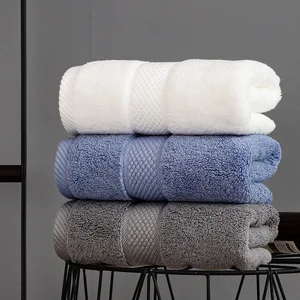 100%  Cotton Bath Towels Jacquard Woven  Dobby Band Solid Color Soft Skin-Friendly for Home Hotel Travel Gift