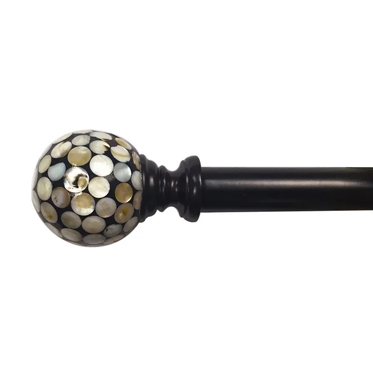 Handmade Capiz Shell Surface Mosaic Resin Curtain Drapery Rod Finials