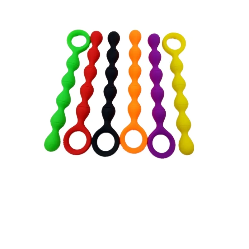Unisex Butt Plug with Solid Balls Stimulative Silicone Adult Sex Toys Colorful DIY Anal Beads