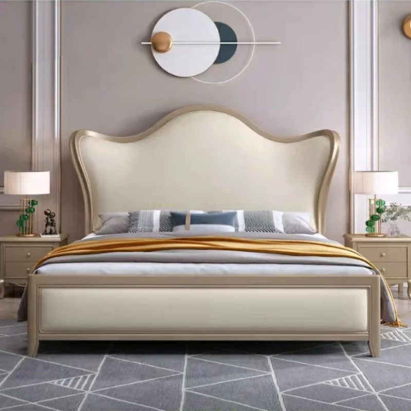 Italian Light Luxury Solid Wood King Big Bed Wedding Bed Queen Bed