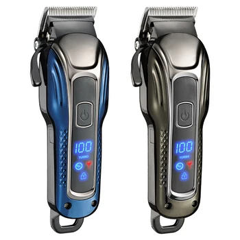 Factory Wholesale High Quality LCD Power Display Electric Cordless All Metal Barber Professional Powerful Hair Clipper Trimmer