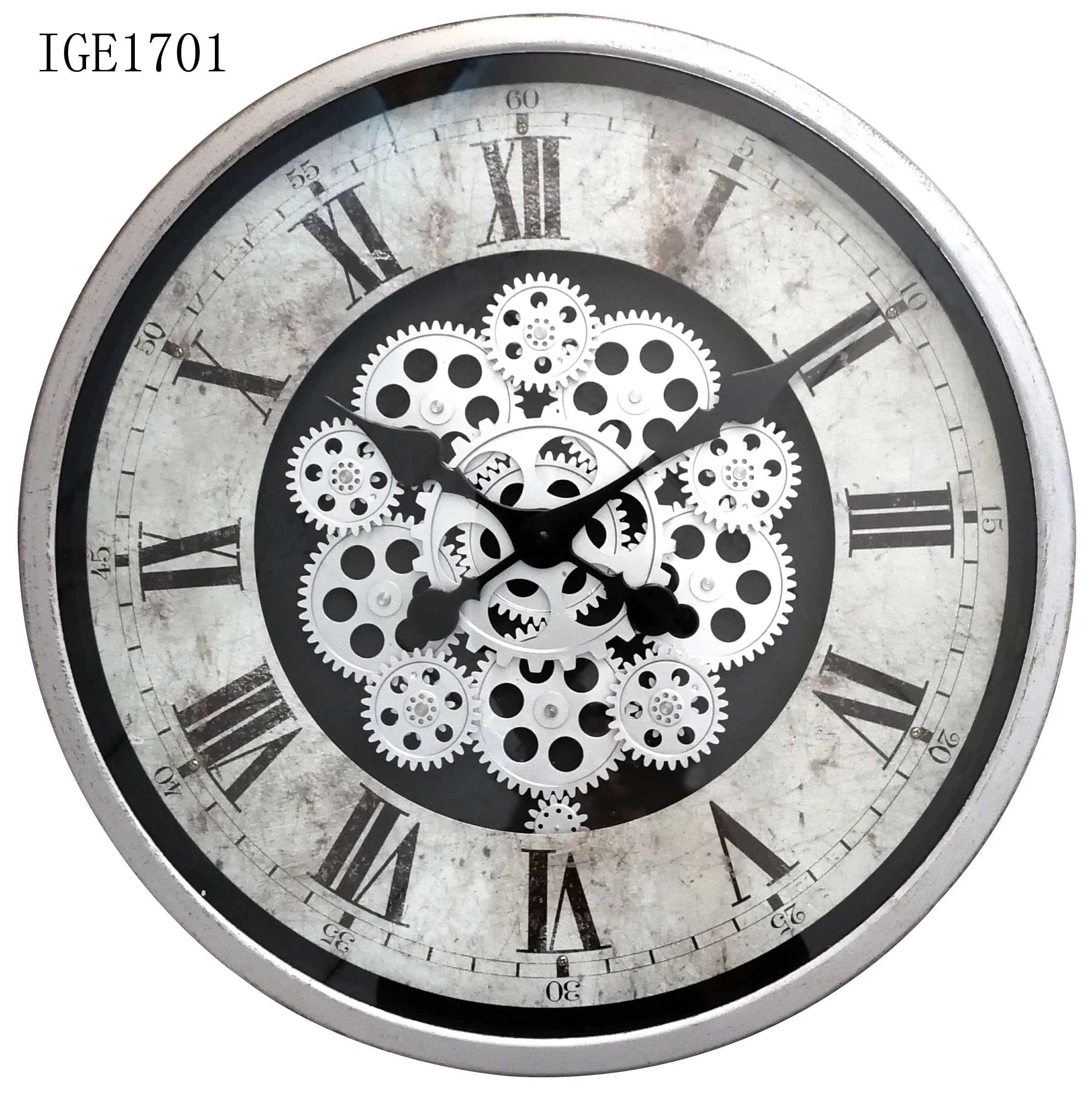 Home Source Large Metal Gear Wall Clock Retro Industrial Style For