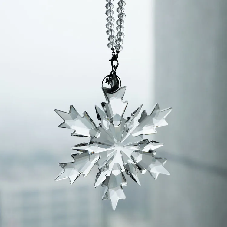 product wholesale fashion gifts hanging clear christmas glass snowflake ornament crystal glass pendant-35