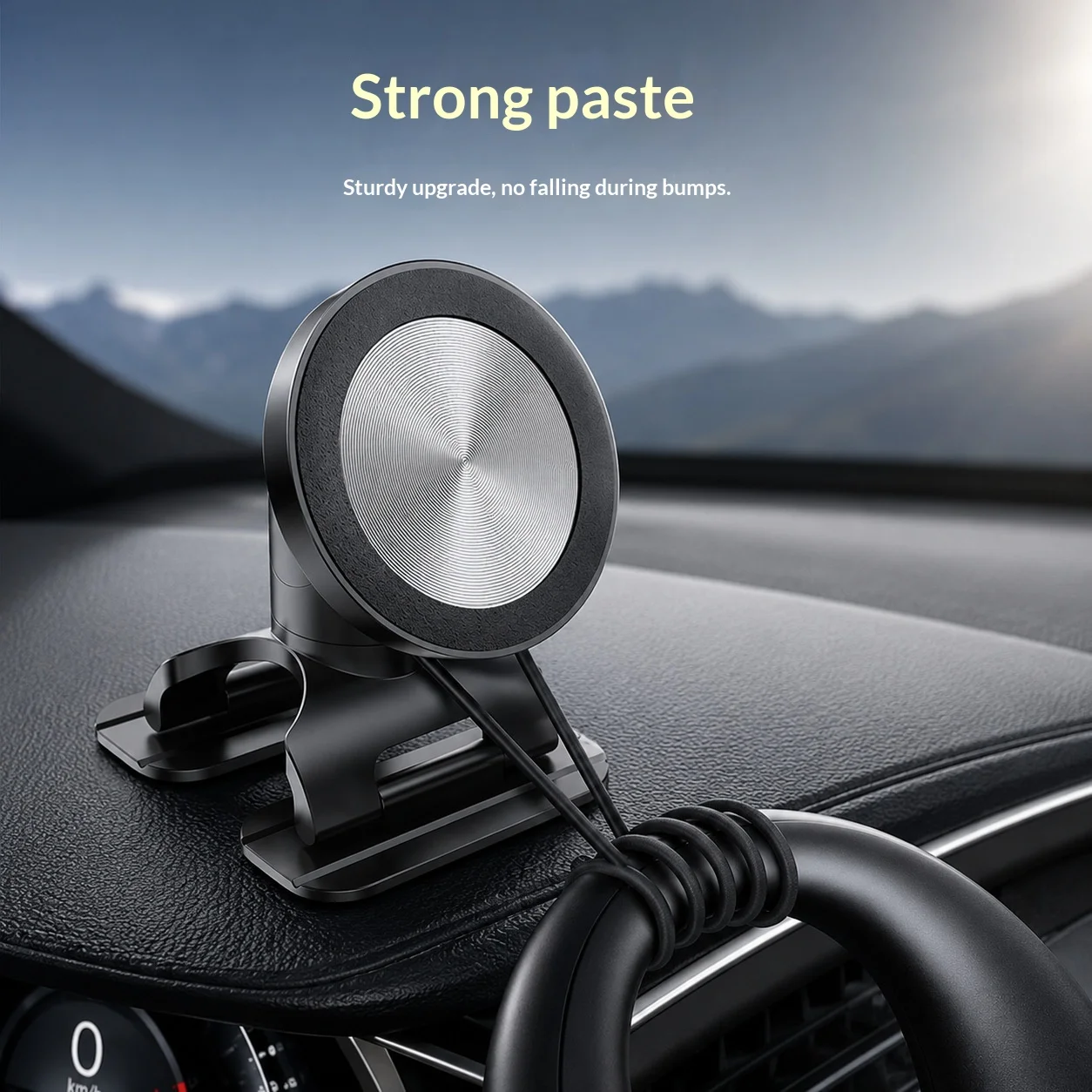 Strong Adhesive Dashboard Phone Mount N52 Magnet Car Console Mount Leather Plastic Surfaces Reusable Heat-Resistant 360 Rotation
