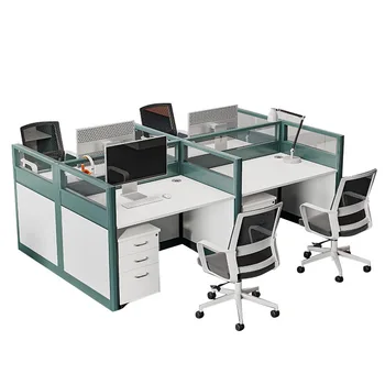 Modern Office Cubicle 2 4 Person Aluminum L Shape Modern Cubicle Office Workstation Wood Table Office Partition Desk