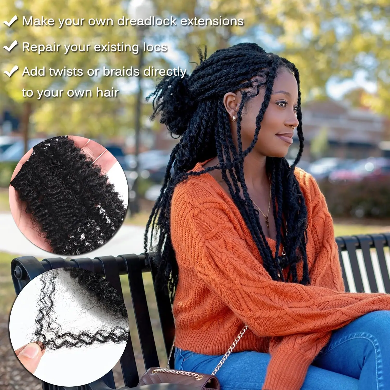 Afro Kinkys Bulk Human Hair for Dreadlocks Extensions Repair 