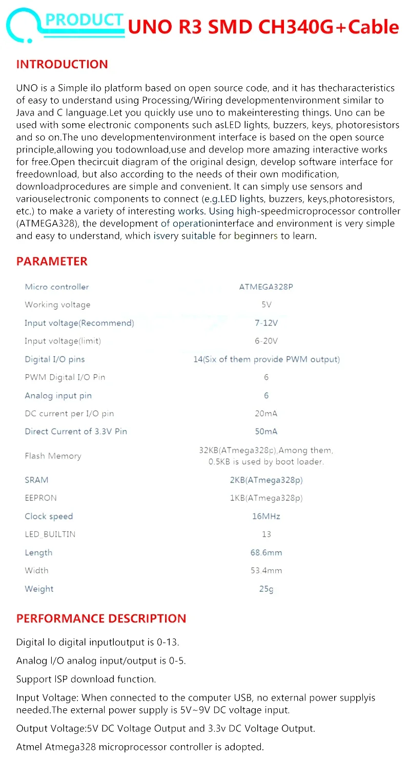 1set Uno R3 Official Box Atmega16u2 / Uno+wifi R3 Mega328p Chip Ch340g ...