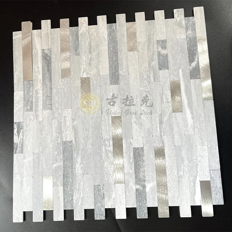 New Arrival Self Adhesive Aluminium Mosaic with Silver Strip 4mm Wall Mosaic Tile for Home All Building Project