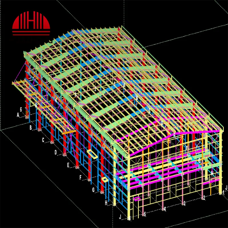 3D Steel Structure Design  Steel Processing Manufacturers Greenhouse Frame Structure Prefab Construction Hangar Warehouse