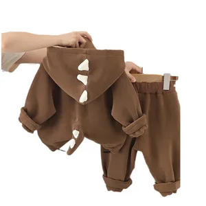 Children's Clothing Boy Set Autumn and Winter New Plush Dinosaur Tail Baby Winter Westernized Bag Two-piece Set Trend