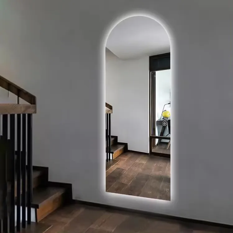 Smart Large Arch Mirror With Led Light Standing Floor Mirror Home Full Body Wall Full Length Mirror for Sale