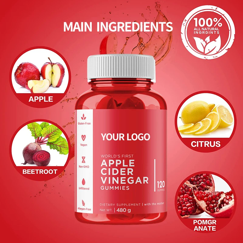 
 Фирменная торговая марка, полезный фруктовый вкус, натуральные ингредиенты, поддержка сердца и иммунитета, оздоровление яблочного сидра, уксуса, жевательные формы  