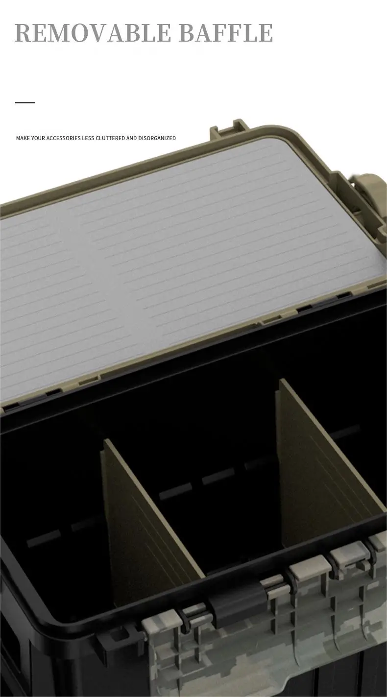 2 Layers Fishing Tackle Box Big Storage With Side Pocket Rod Holder Carry Accessories Plastic