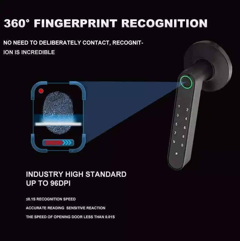 Qleung S604L Smart Fingerprint Door Lock With Wifi Tuya App Control Keyless Password For Bedroom Tuya Home 2