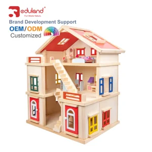 Children's DIY Wooden Doll House Bed Toy Early Educational Toys with Big Dolls Kids Toy House