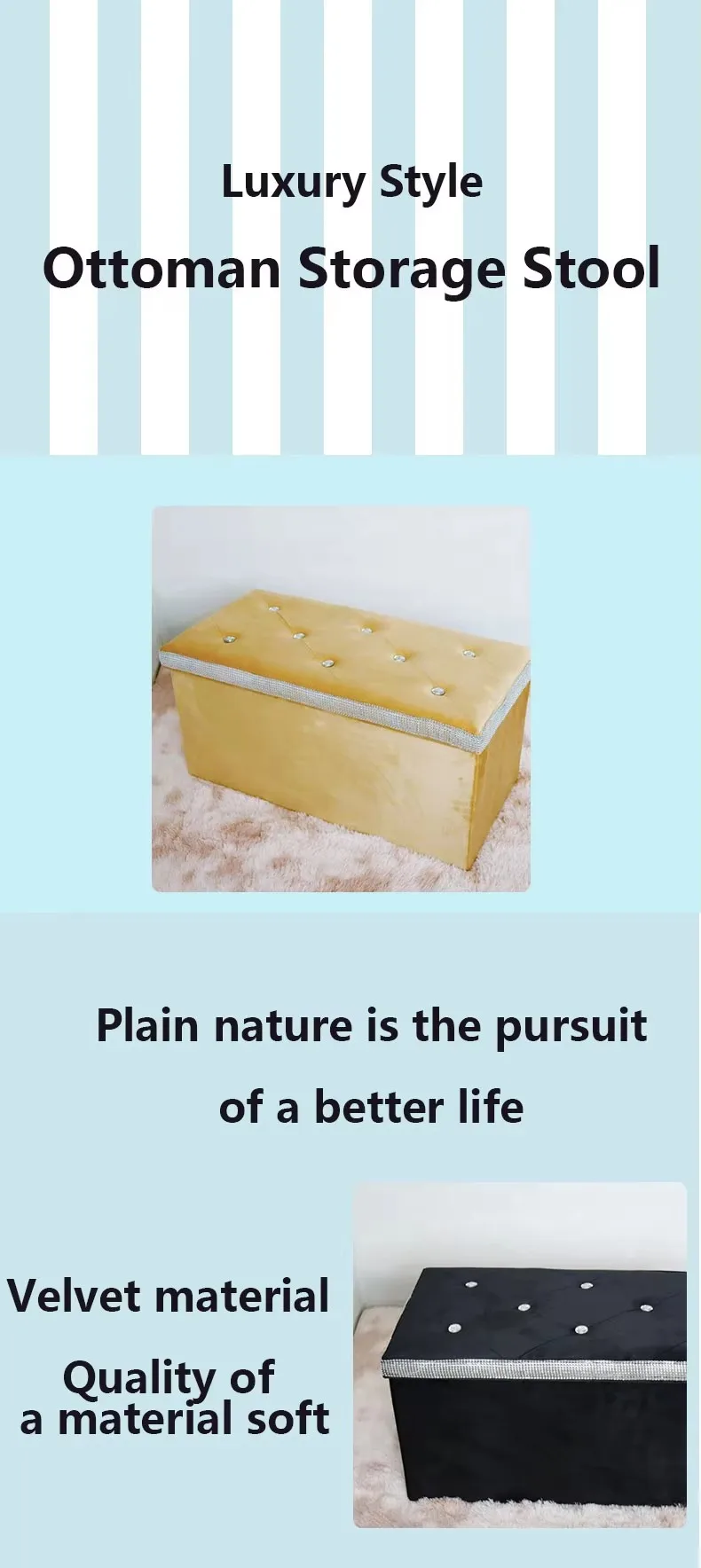 Modern Velvet Folding Ottoman Bench Foldable Storage Stools Collapsible Ottomans Box for Living Room Furniture factory