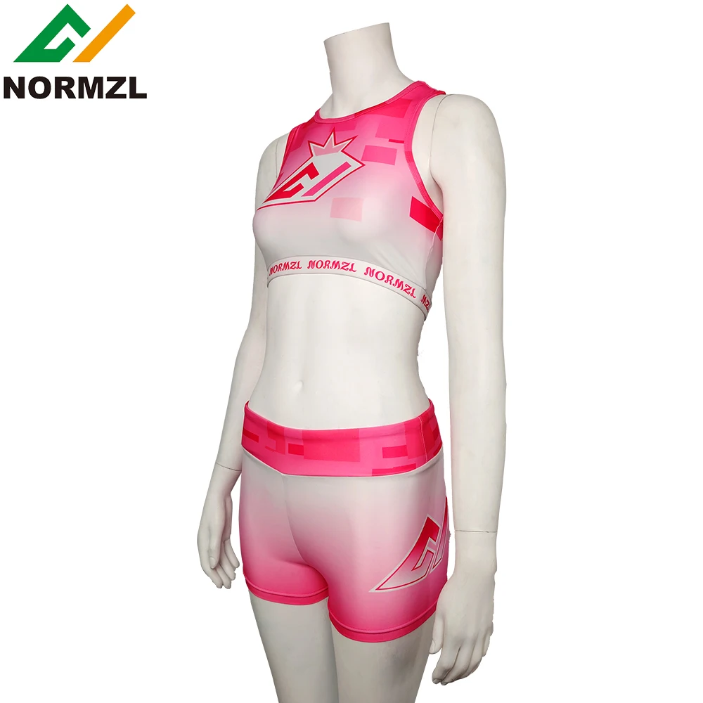 Customized Cheer Practice Wear Sublimated Bra Shorts Training Sets Breathable Spandex Cheerleading Uniform Custom Logo Print