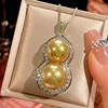 Gold gold bead pendant with box chain