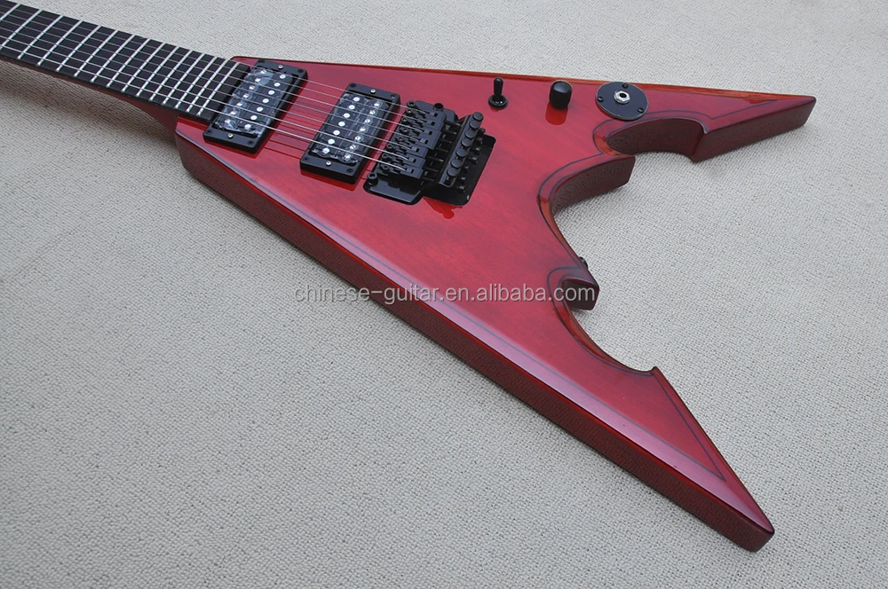 Flyoung Red Flying V Shape Electric Guitar 7 Strings  Electric Guitar OEM Guitars