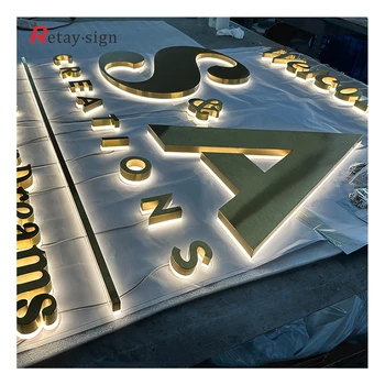 Factory Custom Led Backlit Signage Gold 3d Letters Illuminated Sign ...