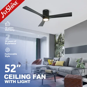 1stshine LED Ceiling Fan 3 Wooden Blades Dimmable LED Lighting Flush Mounted Ceiling Fan with Smart Remote