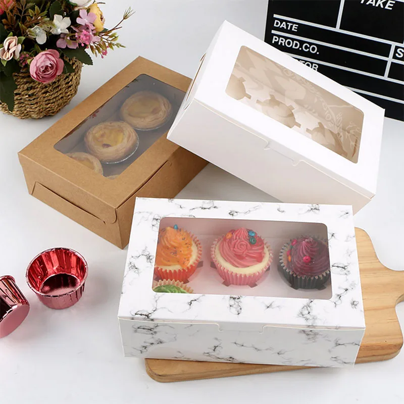 Muffin Tray BAKERYBEST 6 Mini Cupcake Boxes Clear Container Box Holders Cupcakeboxes 6 Count 10 Pack Carrier Bulk Transport Large Storage tray Tall Dome Disposable Plastic Containers Holder 