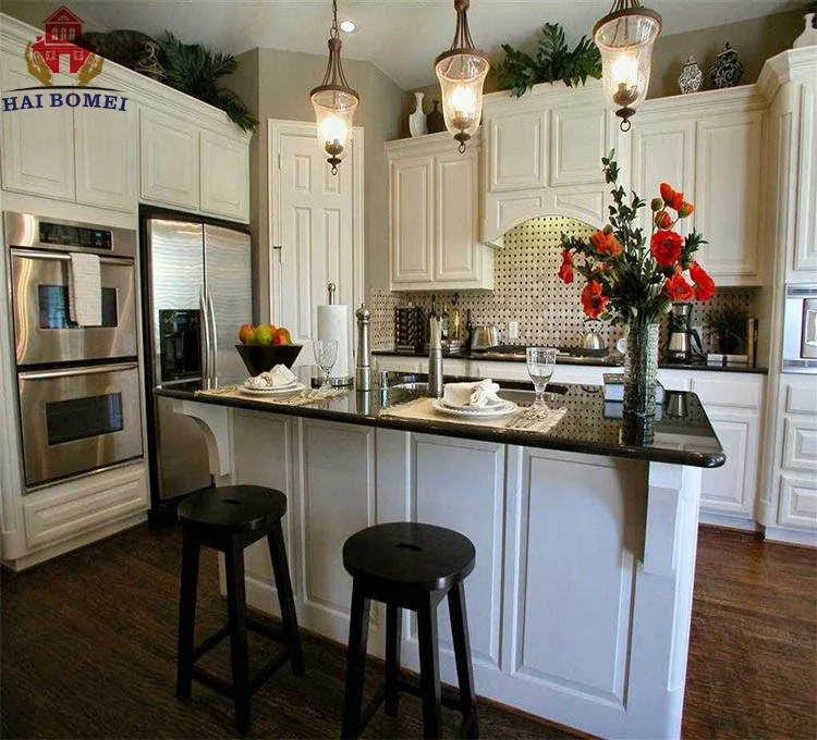 Kitchenette Open Type Red Oak Wood Kitchen Cabinet Kitchen Pantry Cupboards