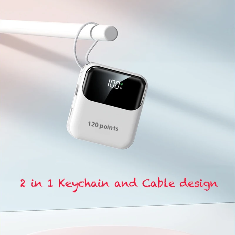 Custom Logo 10000mAh Power Bank for Corporate Gift Promotional Giveaway New Design 22.5W Fast Charge USBC 2 in 1 Cable Powerbank