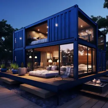 New technology container villa steel structure frame luxury villa house Detachable welded flat pack container house