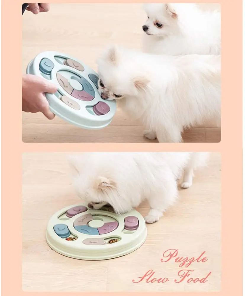 Round Pet Dog Puzzle Slow Food Feeder Durable Dog Interactive