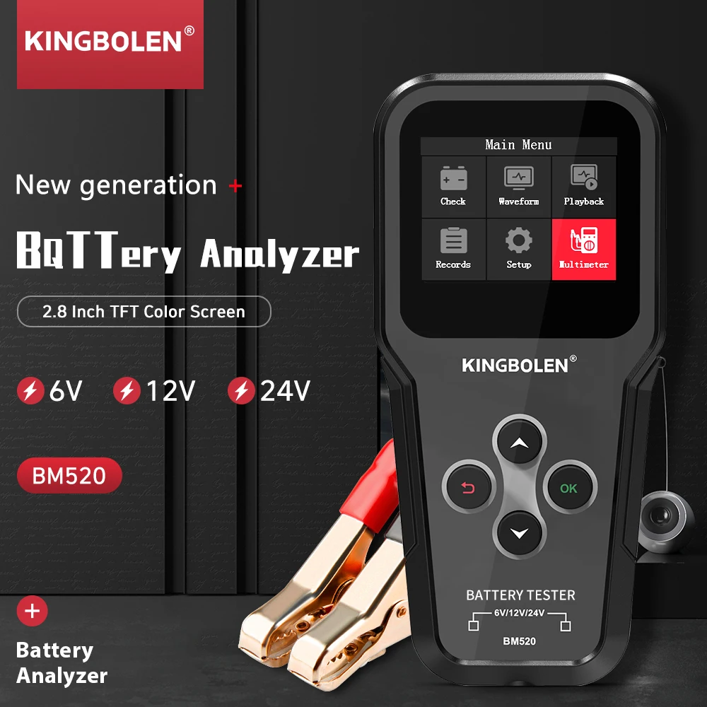 KINGBOLEN BM520 6V 12 V 24V Tester per batterie per auto strumento