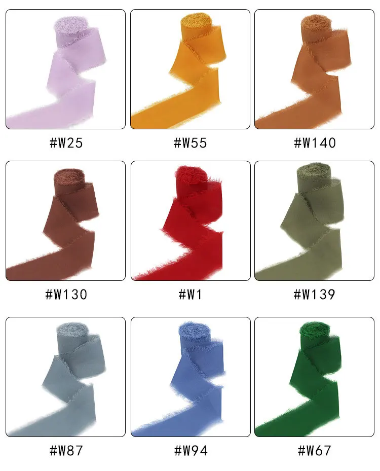 Шелковая лента ручной работы с необработанными краями, необработанная шифоновая лента, однотонная Рождественская декоративная Свадебная лента для галстука