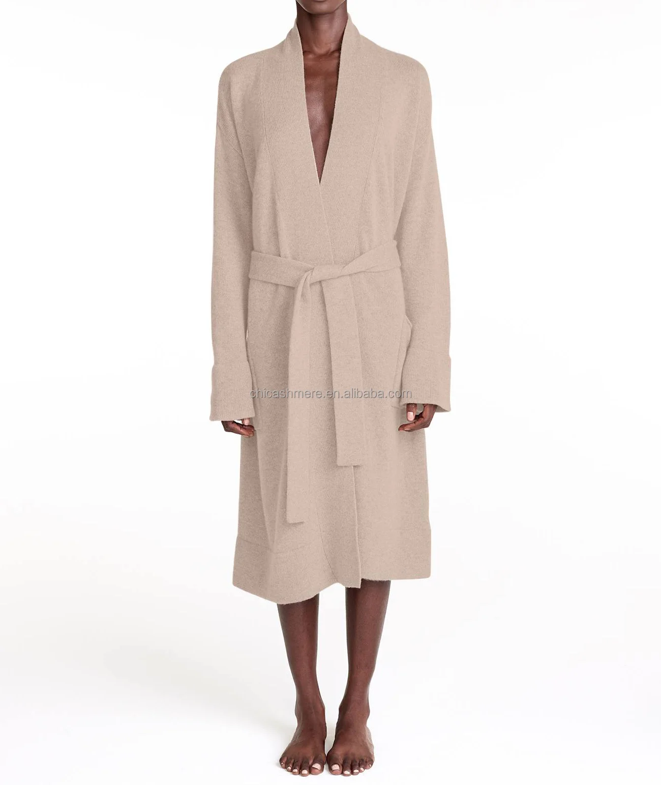 Factory Custom Luxury Women's Cozy Soft Knitted Cashmere Spa Robes
